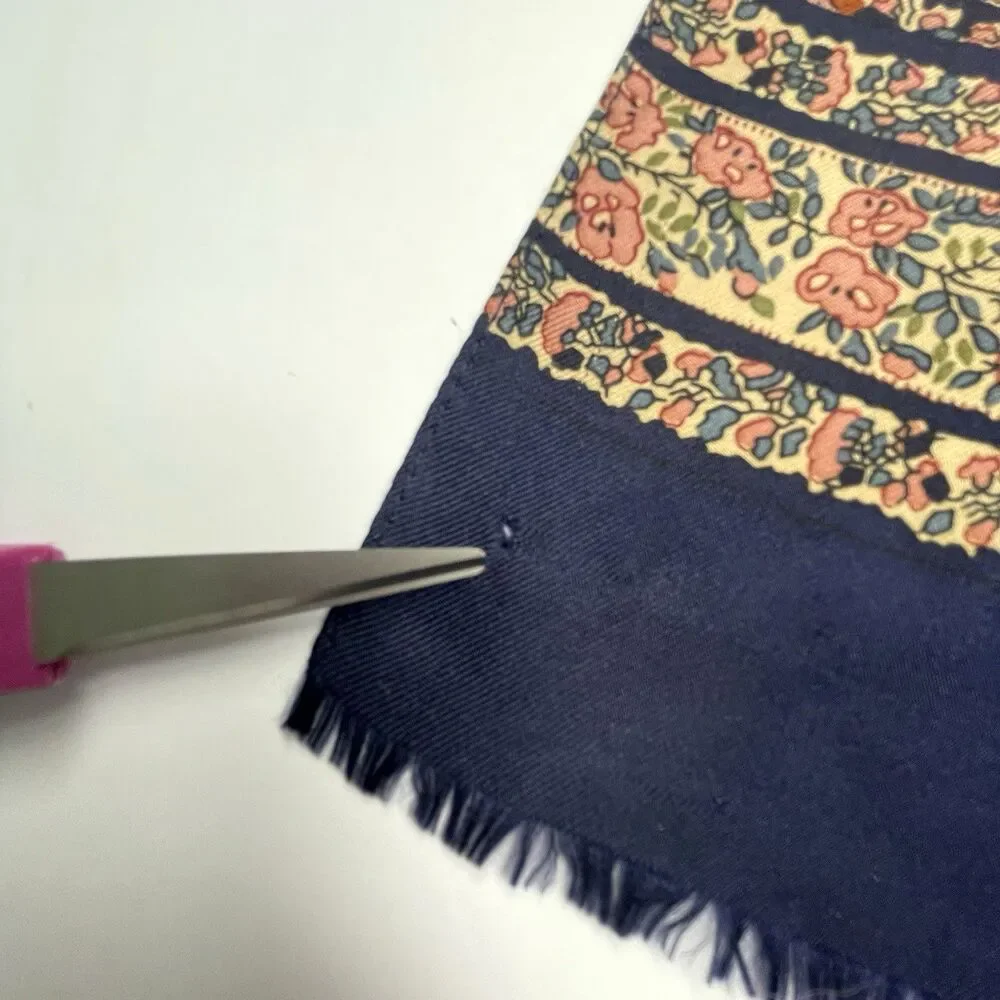 Club 7 ECHO Scarf Silk Navy Pink Floral Paisley Fringe Rectangle 11x52